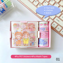 Load image into Gallery viewer, 4/5Rolls 4/9Pcs Cute Cartoon Washi Tape Scrapbooking Creative Japanese Kawaii Masking Journal Tape DIY Scrapbooking Diary Tape Sticker