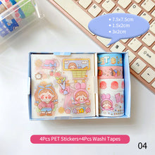 Load image into Gallery viewer, 4/5Rolls 4/9Pcs Cute Cartoon Washi Tape Scrapbooking Creative Japanese Kawaii Masking Journal Tape DIY Scrapbooking Diary Tape Sticker