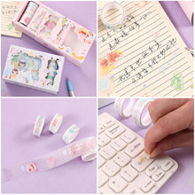 Load image into Gallery viewer, 4Rolls 12Pcs Cute Cartoon Washi Tape Scrapbooking Creative Japanese Kawaii Masking Journal Tape DIY Scrapbooking Diary Tape Sticker