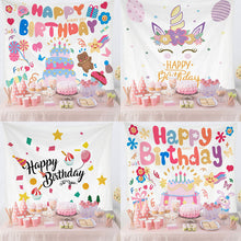Load image into Gallery viewer, Ins Hanging Cloth Party Background Happy Birthday Tapestry Decor Cloth Children Room Wall Cute Tapestry Home Decor Photo Props 95*75cm