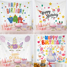 Load image into Gallery viewer, Ins Hanging Cloth Party Background Happy Birthday Tapestry Decor Cloth Children Room Wall Cute Tapestry Home Decor Photo Props 95*75cm