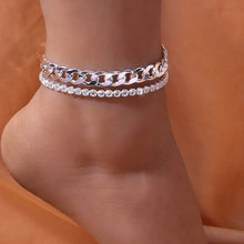 Load image into Gallery viewer, Fashion Rhinestone Chain Women's Anklets Silver Gold Chain Luxury Double-deck Leg Ankle Chain Accessories Wedding Party Jewelry