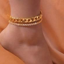 Load image into Gallery viewer, Fashion Rhinestone Chain Women's Anklets Silver Gold Chain Luxury Double-deck Leg Ankle Chain Accessories Wedding Party Jewelry