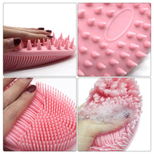 Load image into Gallery viewer, Silicone Double-sided Shampoo Bath Brush Exfoliating Skin Fit Baby Training Tactile Brush Soft Hair Massage Shampoo Bath Brush