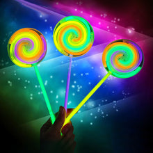 Load image into Gallery viewer, Luminous Lollipop Glow Stick Rotating Windmill Fluorescent Light Stick Photo Props Let's Glow Party Decor Kids Birthday Gift