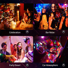 Load image into Gallery viewer, Sound Activated Rotating Disco Magic Ball Light DJ Party Lights RGB LED Stage Light Projector Lamp For KTV Car Bar Xmas Wedding Sound Party