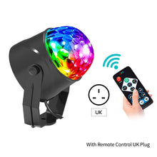 Load image into Gallery viewer, Sound Activated Rotating Disco Magic Ball Light DJ Party Lights RGB LED Stage Light Projector Lamp For KTV Car Bar Xmas Wedding Sound Party