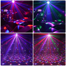 Load image into Gallery viewer, Sound Activated Rotating Disco Magic Ball Light DJ Party Lights RGB LED Stage Light Projector Lamp For KTV Car Bar Xmas Wedding Sound Party