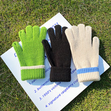 Load image into Gallery viewer, Women Winter Pure Color Knitted Woolen Gloves Screen Student Riding Split Finger Thick Warm Gloves Couple Christmas Gift