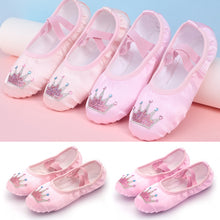 Load image into Gallery viewer, Girls Embroidered Cartoon Crown Ballet Shoes Kids Dance Slippers Professional Soft Sole Girls Female Ballet Yoga Gym Dance Shoes
