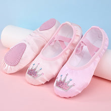 Load image into Gallery viewer, Girls Embroidered Cartoon Crown Ballet Shoes Kids Dance Slippers Professional Soft Sole Girls Female Ballet Yoga Gym Dance Shoes