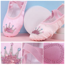 Load image into Gallery viewer, Girls Embroidered Cartoon Crown Ballet Shoes Kids Dance Slippers Professional Soft Sole Girls Female Ballet Yoga Gym Dance Shoes
