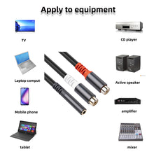 Load image into Gallery viewer, Double Shielded Line 3.5 Female To 2rca One Point Two Double Lotus Audio Line Pure Copper Transfer Line 0.3 Meters