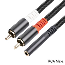 Load image into Gallery viewer, Double Shielded Line 3.5 Female To 2rca One Point Two Double Lotus Audio Line Pure Copper Transfer Line 0.3 Meters