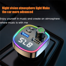 Load image into Gallery viewer, Bluetooth 5.0 FM Transmitter Handsfree Car Kit MP3 Player EQ Mode Dual USB Car Charger Colorful Light TF Card U Disk Player