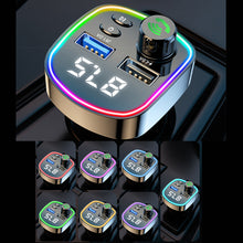 Load image into Gallery viewer, Bluetooth 5.0 FM Transmitter Handsfree Car Kit MP3 Player EQ Mode Dual USB Car Charger Colorful Light TF Card U Disk Player