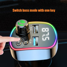 Load image into Gallery viewer, Bluetooth 5.0 FM Transmitter Handsfree Car Kit MP3 Player EQ Mode Dual USB Car Charger Colorful Light TF Card U Disk Player