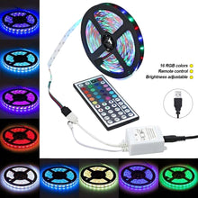 Load image into Gallery viewer, 60led/m LED Strip Light 3528SMD TV Backlight IR 44 Key Remote Control Wall Flexible Background Light Led Lighting RGB Tape Party Decoration Light String