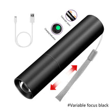 Load image into Gallery viewer, 3 Lighting Mode Mini LED Flashlight USB Rechargeable Waterproof Torch Telescopic Zoom Portable Torch for Night Camping Hiking