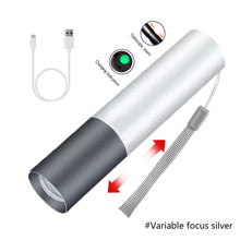 Load image into Gallery viewer, 3 Lighting Mode Mini LED Flashlight USB Rechargeable Waterproof Torch Telescopic Zoom Portable Torch for Night Camping Hiking