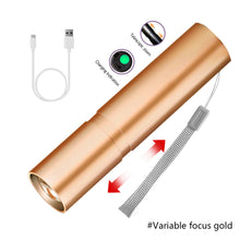 Load image into Gallery viewer, 3 Lighting Mode Mini LED Flashlight USB Rechargeable Waterproof Torch Telescopic Zoom Portable Torch for Night Camping Hiking