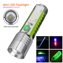 Load image into Gallery viewer, Strong Light LED Flashlight Mini Flashlight USB Rechargeable Magnet UV Light Multifunction Portable Pocket Lights for Camping