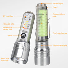 Load image into Gallery viewer, Strong Light LED Flashlight Mini Flashlight USB Rechargeable Magnet UV Light Multifunction Portable Pocket Lights for Camping