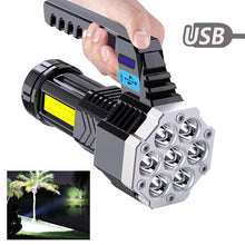Load image into Gallery viewer, 7 LED Portable High Power LED Flashlight Powerful USB Rechargeable Torch Handheld Outdoor Lamp Built-in Battery COB Flashlights