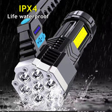 Load image into Gallery viewer, 7 LED Portable High Power LED Flashlight Powerful USB Rechargeable Torch Handheld Outdoor Lamp Built-in Battery COB Flashlights