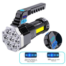 Load image into Gallery viewer, 7 LED Portable High Power LED Flashlight Powerful USB Rechargeable Torch Handheld Outdoor Lamp Built-in Battery COB Flashlights