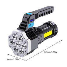 Load image into Gallery viewer, 7 LED Portable High Power LED Flashlight Powerful USB Rechargeable Torch Handheld Outdoor Lamp Built-in Battery COB Flashlights