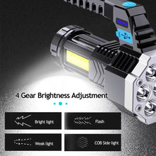 Load image into Gallery viewer, 7 LED Portable High Power LED Flashlight Powerful USB Rechargeable Torch Handheld Outdoor Lamp Built-in Battery COB Flashlights
