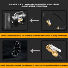 Load image into Gallery viewer, Car Tire Air Inflator Hose Inflatable Tube Hose Inflator Tube Locking Air Chuck Connection Quick Inflation Chuck with Connector for Bike Motocycle