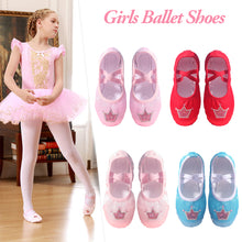 Load image into Gallery viewer, Children Dance Girls Ballet Shoes Crown Pattern Canvas Soft Sole Ballet Dance Girls Woman Ballerina Yoga Gym Dance Shoes