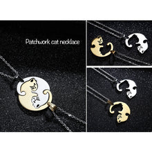 Load image into Gallery viewer, Stainless Steel Titanium Steel Couple Necklace Black White Cat Hug Splicing Pendant Couple Necklace Jewelry Gift
