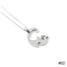 Load image into Gallery viewer, Stainless Steel Titanium Steel Couple Necklace Black White Cat Hug Splicing Pendant Couple Necklace Jewelry Gift