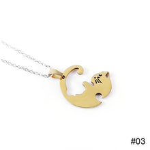 Load image into Gallery viewer, Stainless Steel Titanium Steel Couple Necklace Black White Cat Hug Splicing Pendant Couple Necklace Jewelry Gift