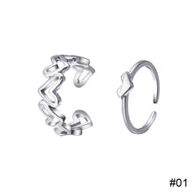 Load image into Gallery viewer, 2pcs/set Hollow Love Rings Personalized Niche Simple Rings Adjustable Alloy Rings Jewelry Accessories