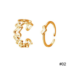 Load image into Gallery viewer, 2pcs/set Hollow Love Rings Personalized Niche Simple Rings Adjustable Alloy Rings Jewelry Accessories