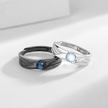 Load image into Gallery viewer, Fashion Retro Coloured Glaze Moonstone Couple Ring Angel and Demon Black White Couple Ring Adjustable Ring Jewelry Gift