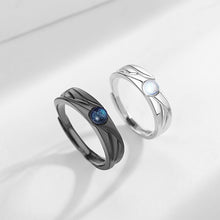 Load image into Gallery viewer, Fashion Retro Coloured Glaze Moonstone Couple Ring Angel and Demon Black White Couple Ring Adjustable Ring Jewelry Gift