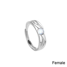 Load image into Gallery viewer, Fashion Retro Coloured Glaze Moonstone Couple Ring Angel and Demon Black White Couple Ring Adjustable Ring Jewelry Gift