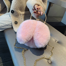 Load image into Gallery viewer, Rabbit Ear Plush Bag Soft Plush Shoulder Bag Women Winter Plush Handbag Fashion All-match Inclined Shoulder Bag