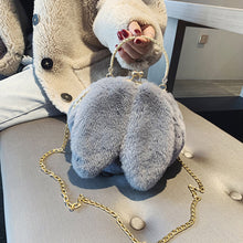 Load image into Gallery viewer, Rabbit Ear Plush Bag Soft Plush Shoulder Bag Women Winter Plush Handbag Fashion All-match Inclined Shoulder Bag