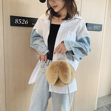 Load image into Gallery viewer, Rabbit Ear Plush Bag Soft Plush Shoulder Bag Women Winter Plush Handbag Fashion All-match Inclined Shoulder Bag