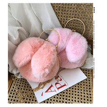 Load image into Gallery viewer, Rabbit Ear Plush Bag Soft Plush Shoulder Bag Women Winter Plush Handbag Fashion All-match Inclined Shoulder Bag