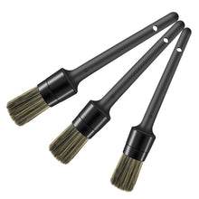 Load image into Gallery viewer, 3Pcs Car Detailing Brush Set Soft Bristle Car Cleaning Brush Kits Atuo Tire wheel Wash Exterior Accessories Natural Boar Hair
