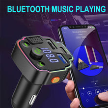 Load image into Gallery viewer, Ambient Light Bluetooth 5.0 FM Transmitter Car MP3 Player Wireless Handsfree Audio Receiver USB Fast Charge TF U Disk play
