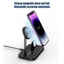 Load image into Gallery viewer, Desktop Phone Holder Watch Headphone 3-in-1 Magnetic Wireless Charger 15W Fast Charge