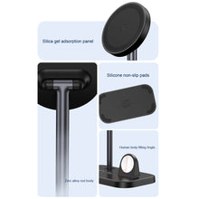 Load image into Gallery viewer, Desktop Phone Holder Watch Headphone 3-in-1 Magnetic Wireless Charger 15W Fast Charge
